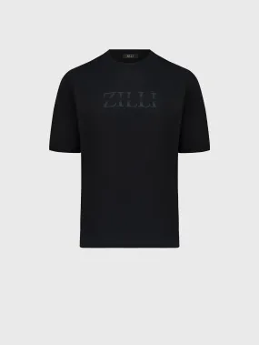 T-Shirt with Gradient Zilli Shade Embroidery Black