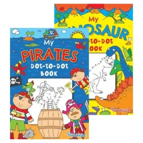 A4 Dinosaur Pirates Dot-to-Dot Colouring Book - Assorted Fun Colouring High Quality Young Adventurers