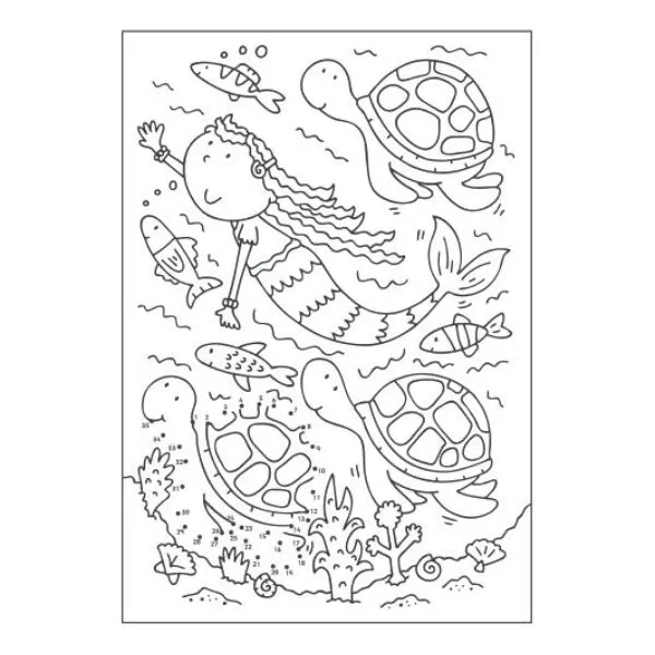 A4 Mermaid/Unicorns Dot-to-Dot Colouring Book - Assorted Magical Challenges Enchanting Colouring High Quality