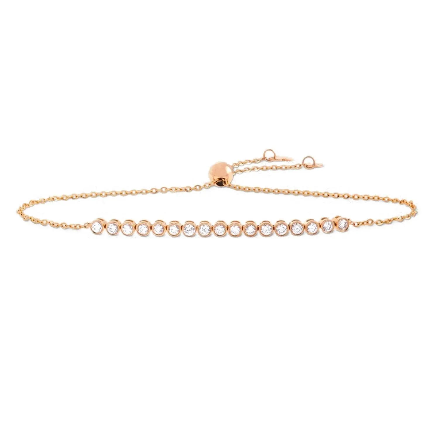 Brass 18k Rose Gold Crystal Bezel Flex Bracelet For Women