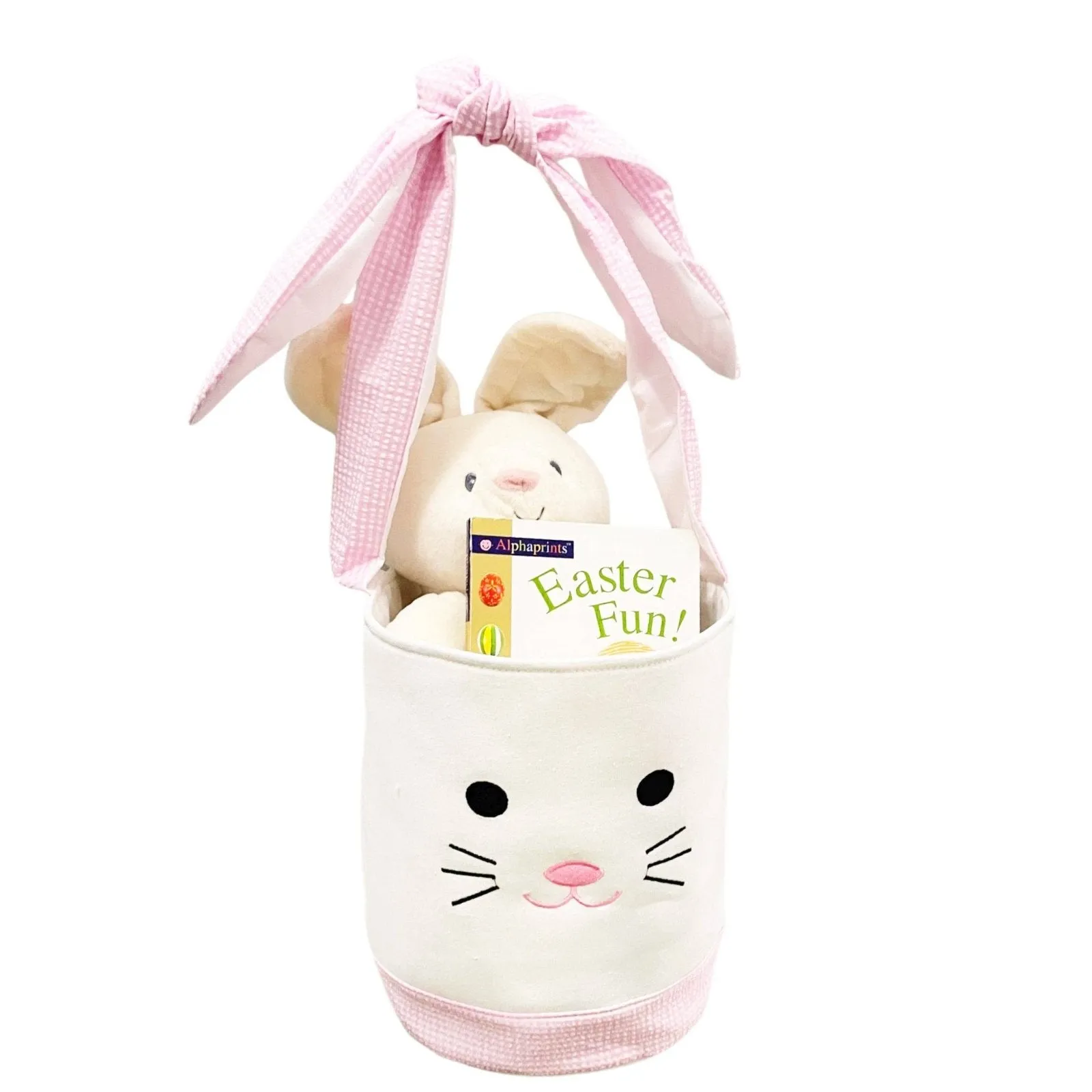 Bunny Seersucker Tie Up Easter Basket - 3 colors