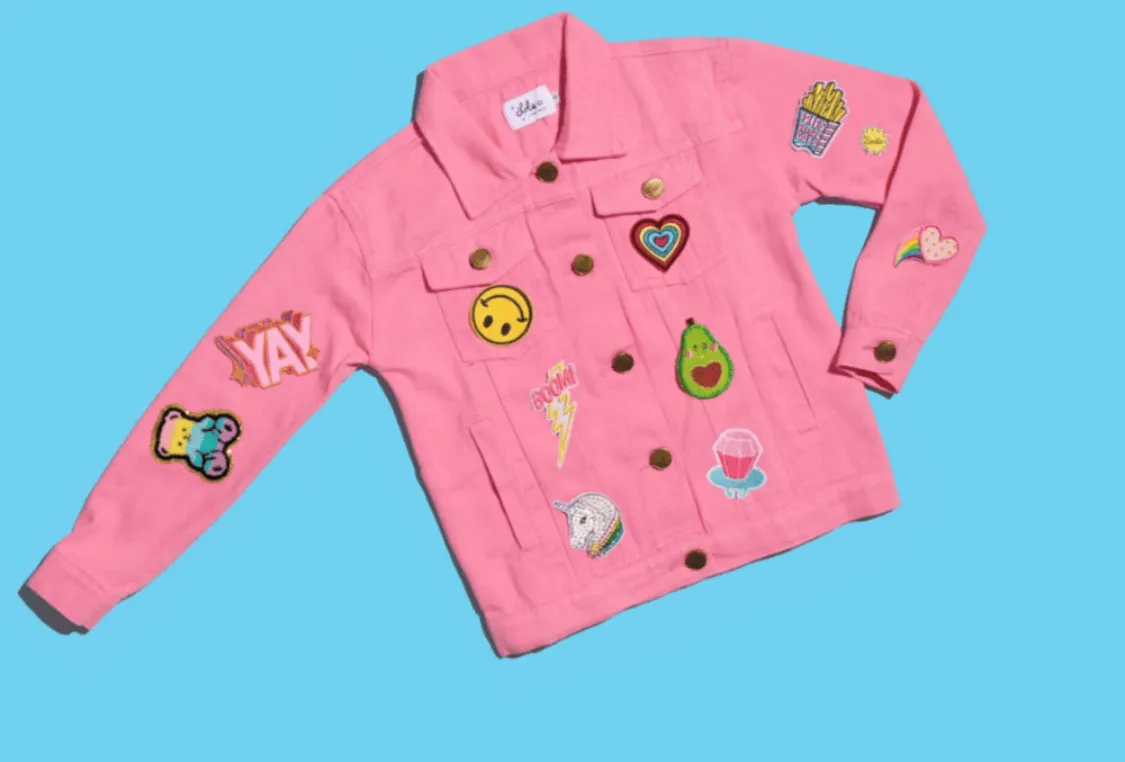 Customizable Patch Pink Denim Jacket