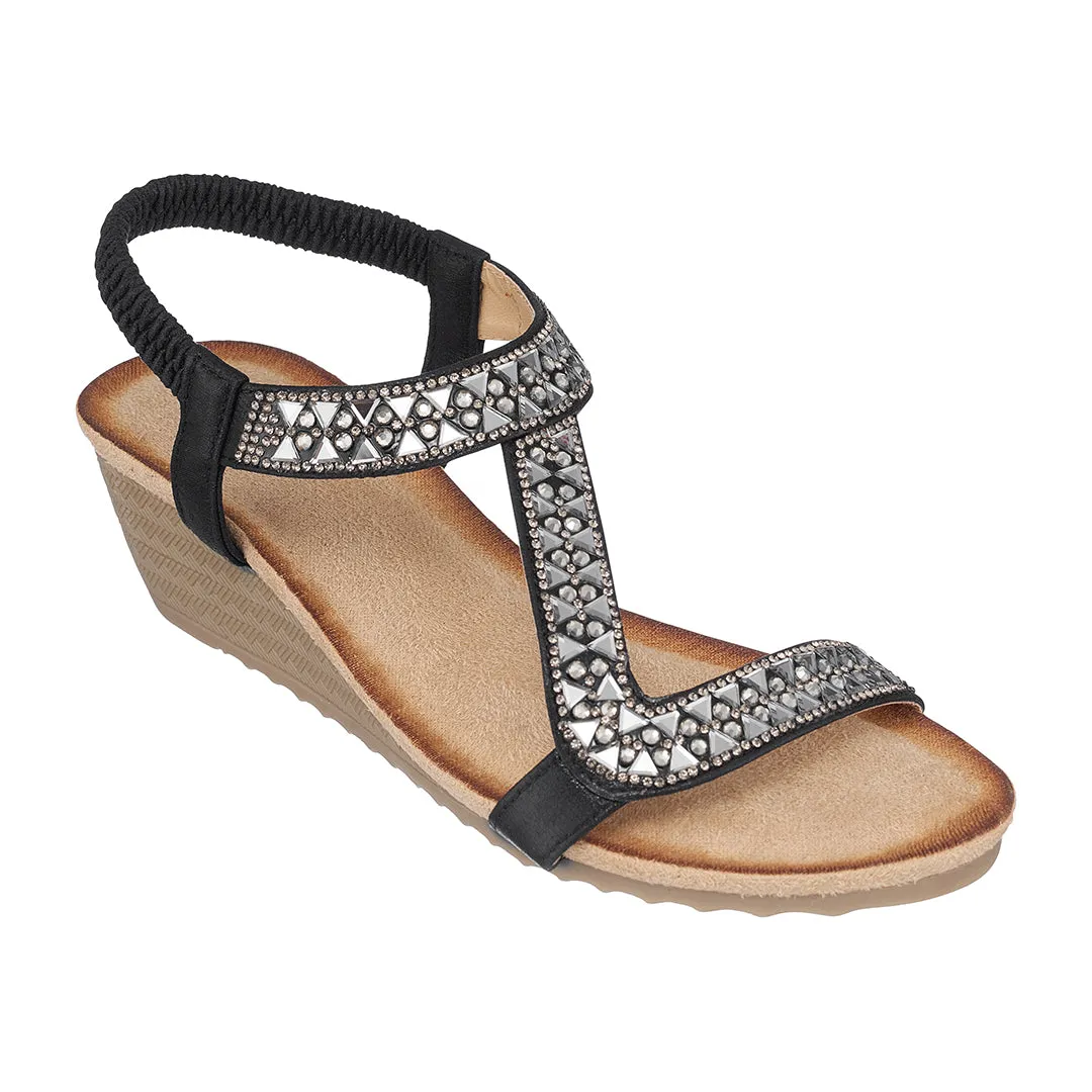 Dua Black Wedge Sandals