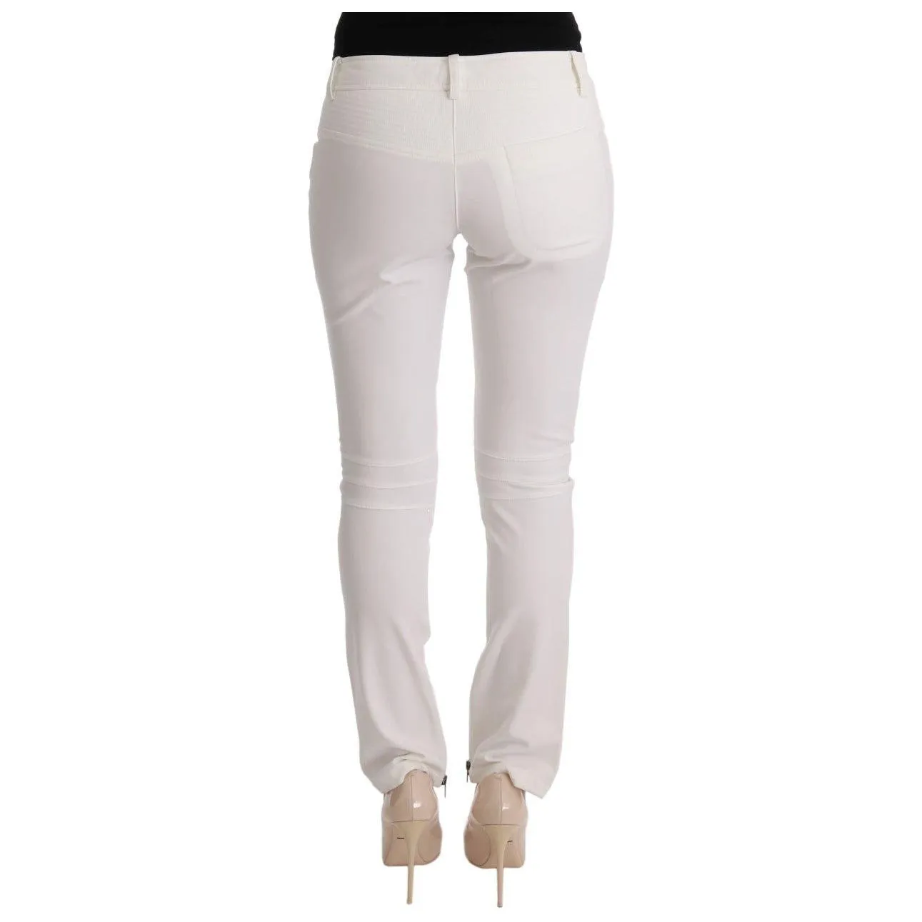 Ermanno Scervino Chic White Slim Fit Cotton Pants