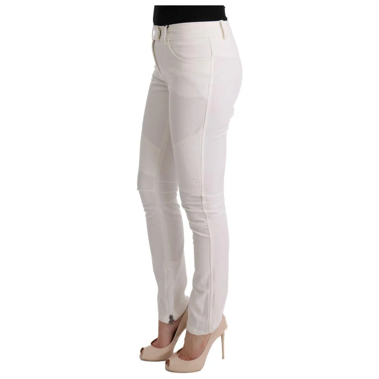 Ermanno Scervino Chic White Slim Fit Cotton Pants