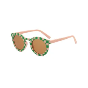 Green & Tangerine Checkerboard Retro Baby Sunglasses