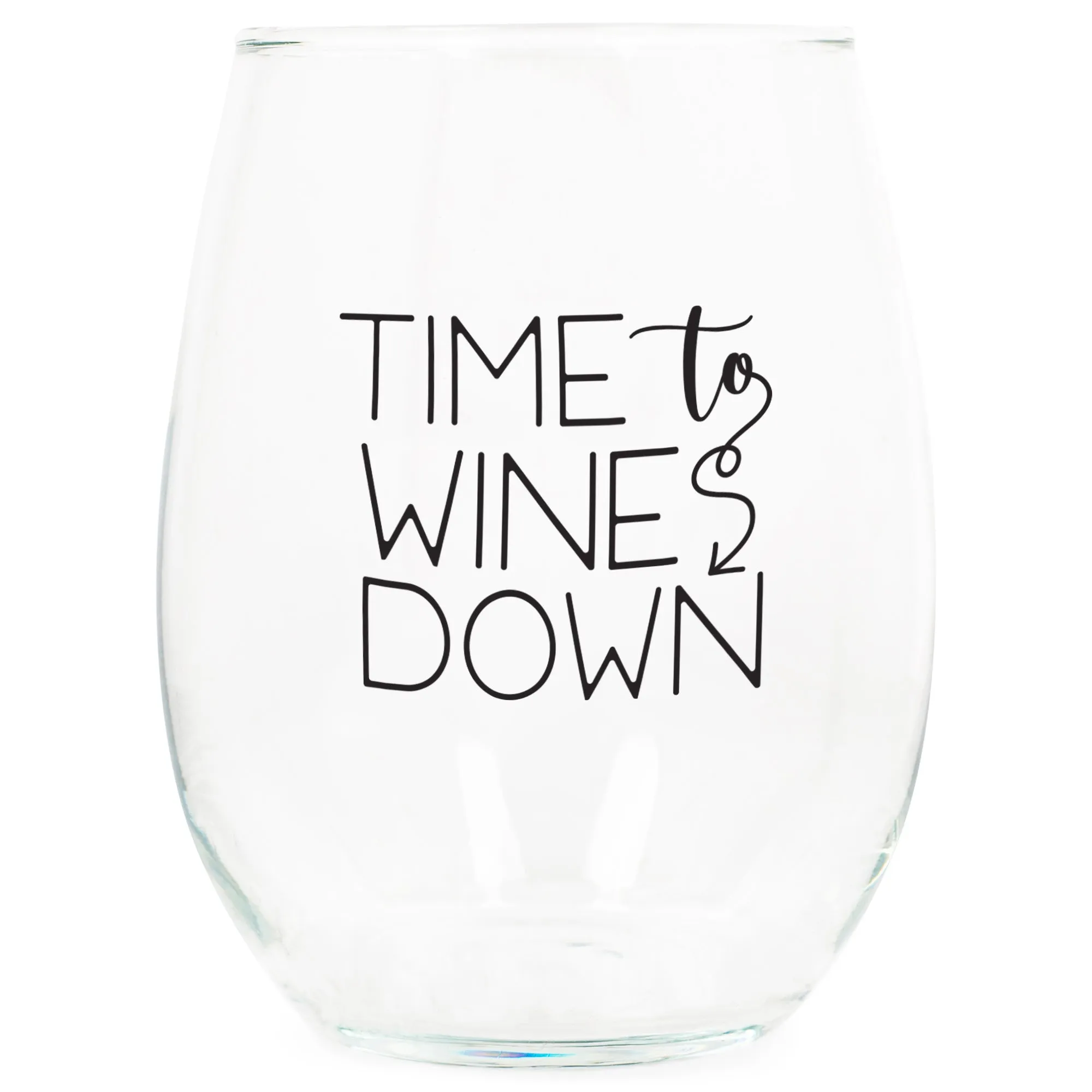 It's Wine O'clock Black 14 ounce Glass Stemless Wine Glass