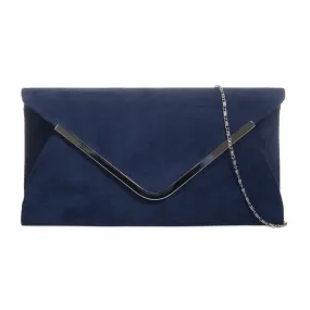 Koko Navy Suedette Envelope Clutch Bag