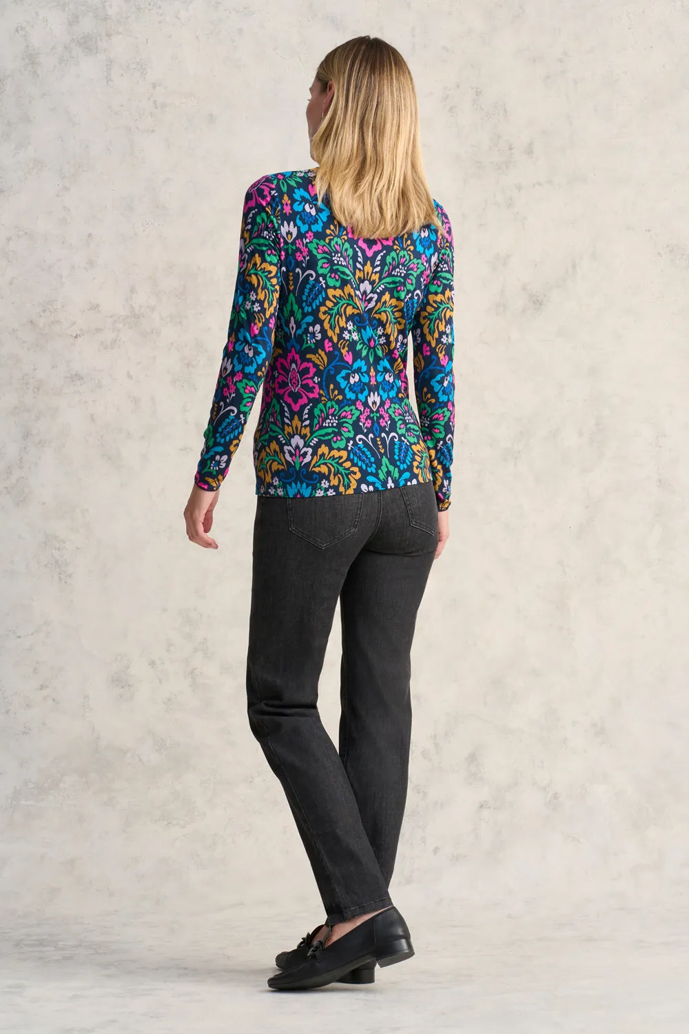 Long Sleeve Crew Neck Top - Tapestry Print