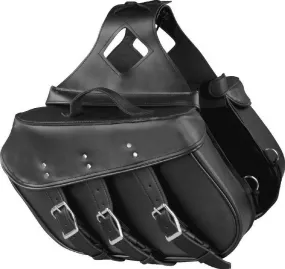 Milwaukee Leather SH55101ZB Black 3 Strap Zip-Off Motorcycle Saddlebags