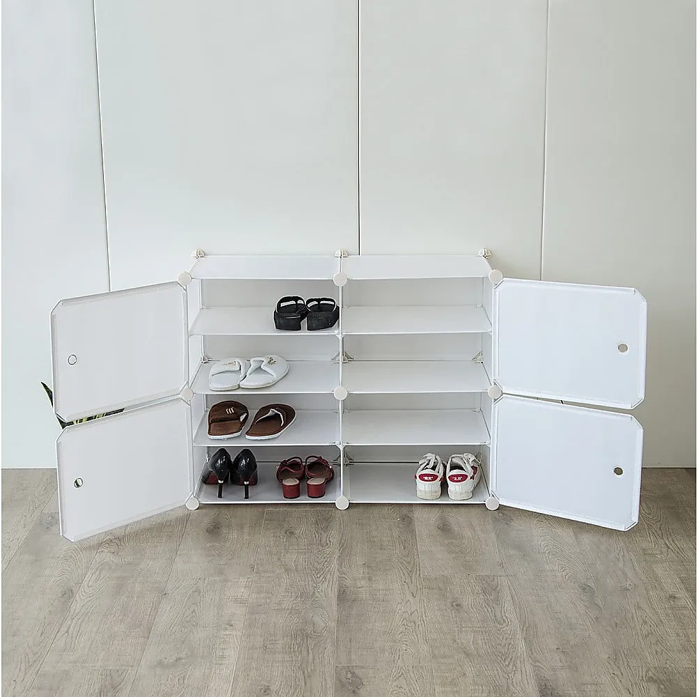 Modular White DIY Shoe Cabinet Rack Storage Organizer Stand