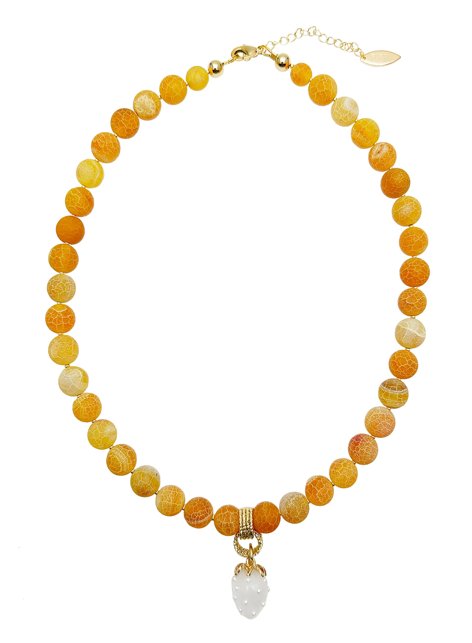 Orange Agate With Strawberry Pendant Necklace JN010