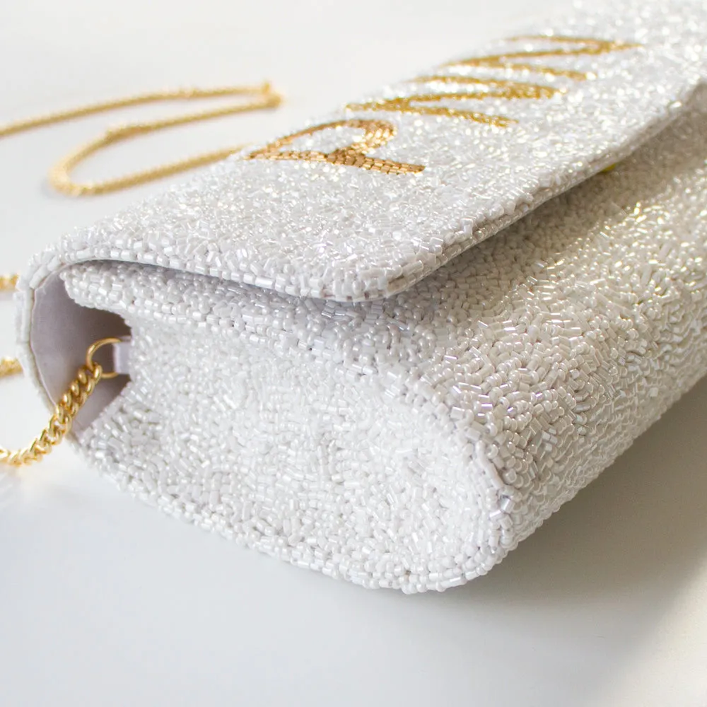 Personalized Beaded Clutch Purse with Photo (FOG)