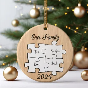 Personalized Ceramic Family Ornament, Puzzle Ornament, Pieces of our Family CX02-31