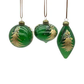 Pure Christmas Glass Tree Christmas Bauble Green Assorted