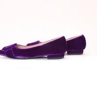 Square Buckle Velvet Flats (Aida)