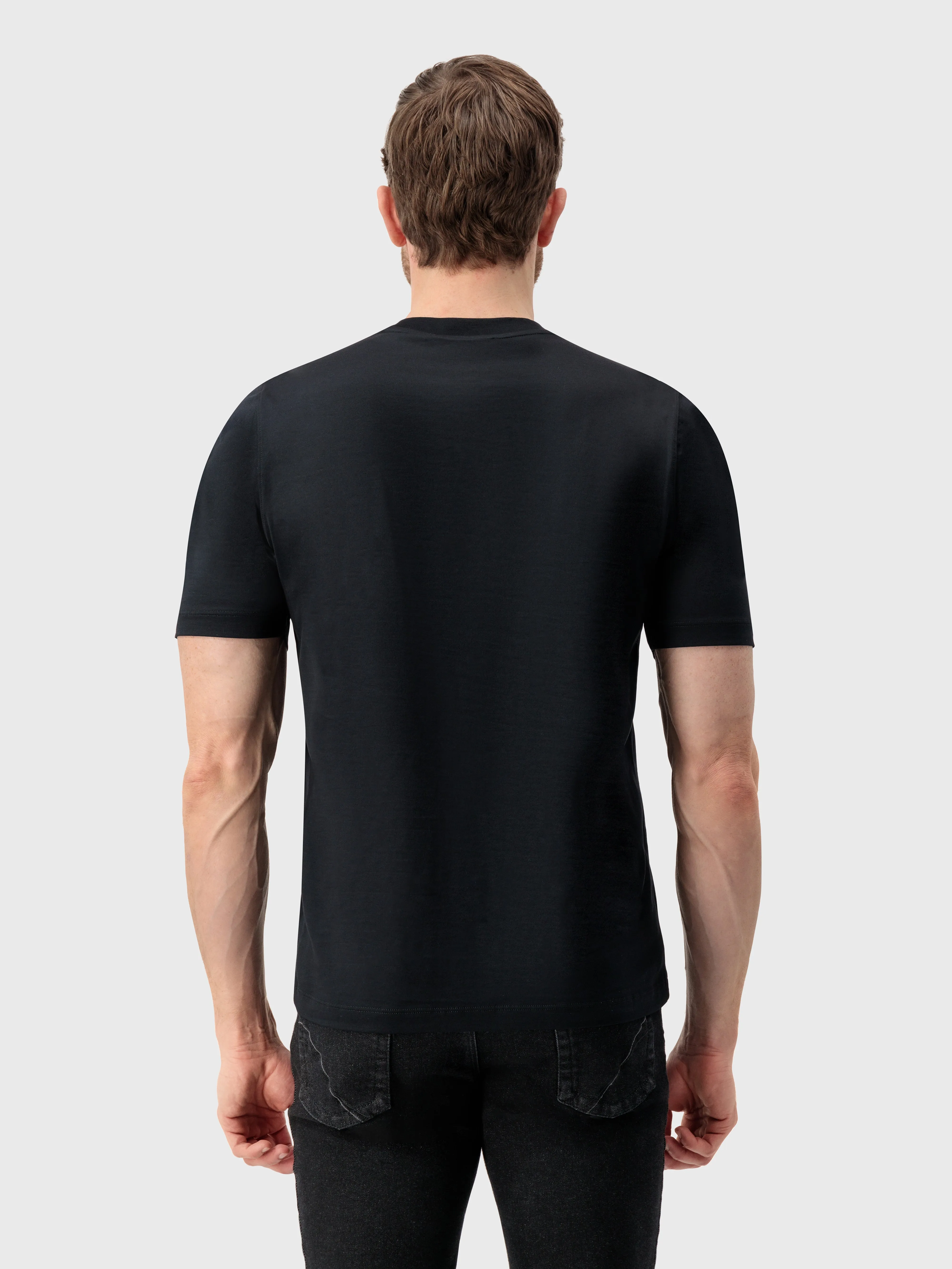 T-Shirt with Gradient Zilli Shade Embroidery Black