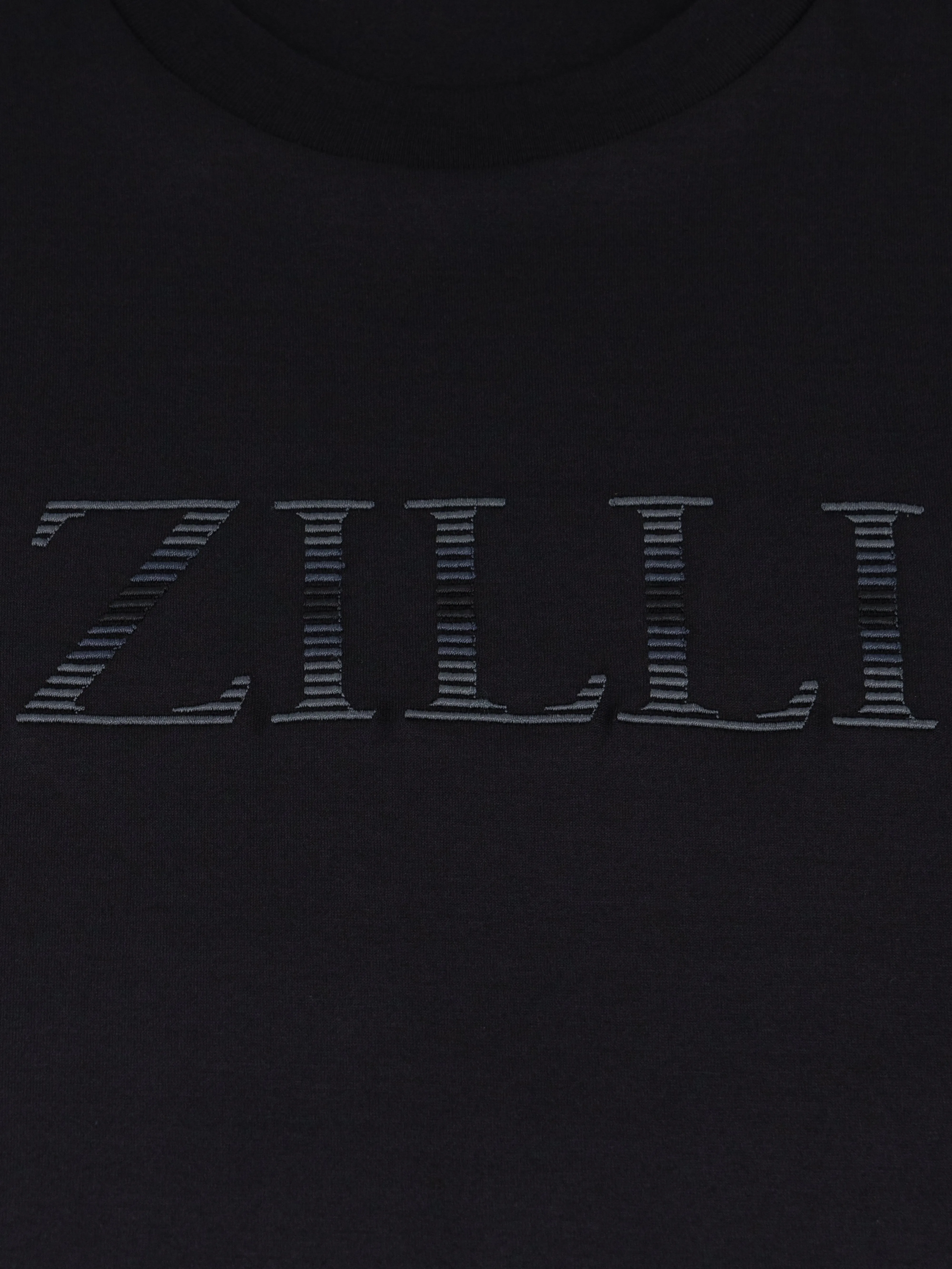 T-Shirt with Gradient Zilli Shade Embroidery Black