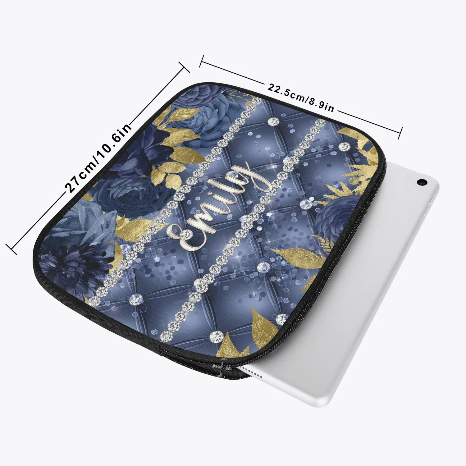 Tablet Sleeve - Navy Floral - Personalised