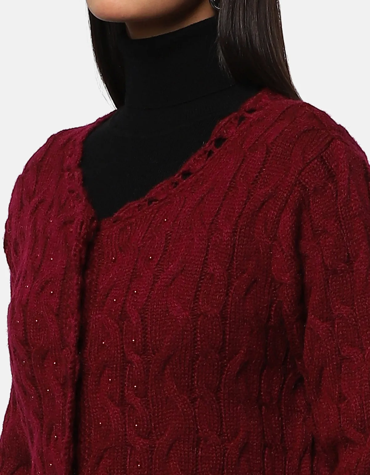 Women Woolen Cable Design Fancy Shrug