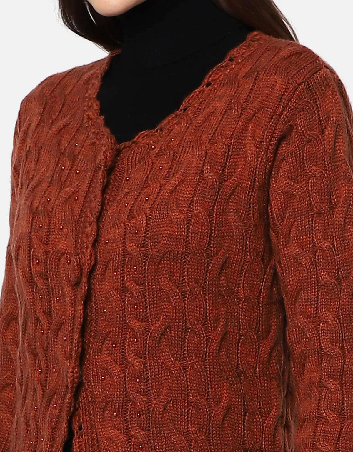 Women Woolen Cable Design Fancy Shrug