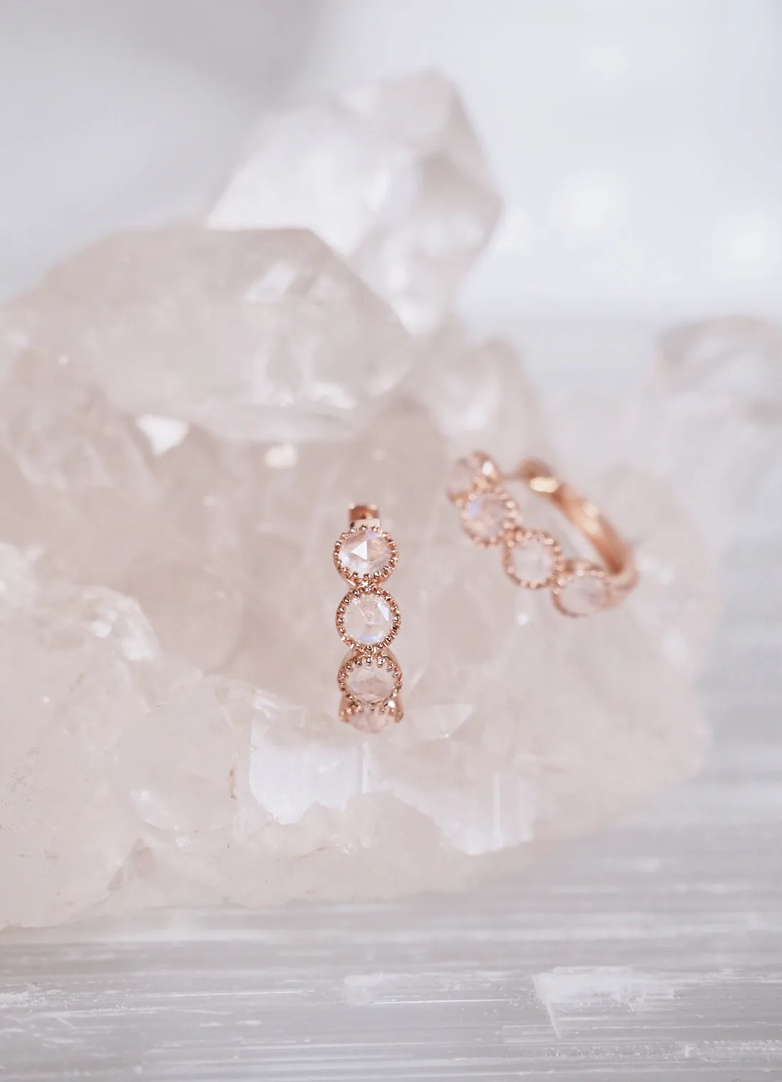 Zara Moonstone Earrings | 14K Rosegold